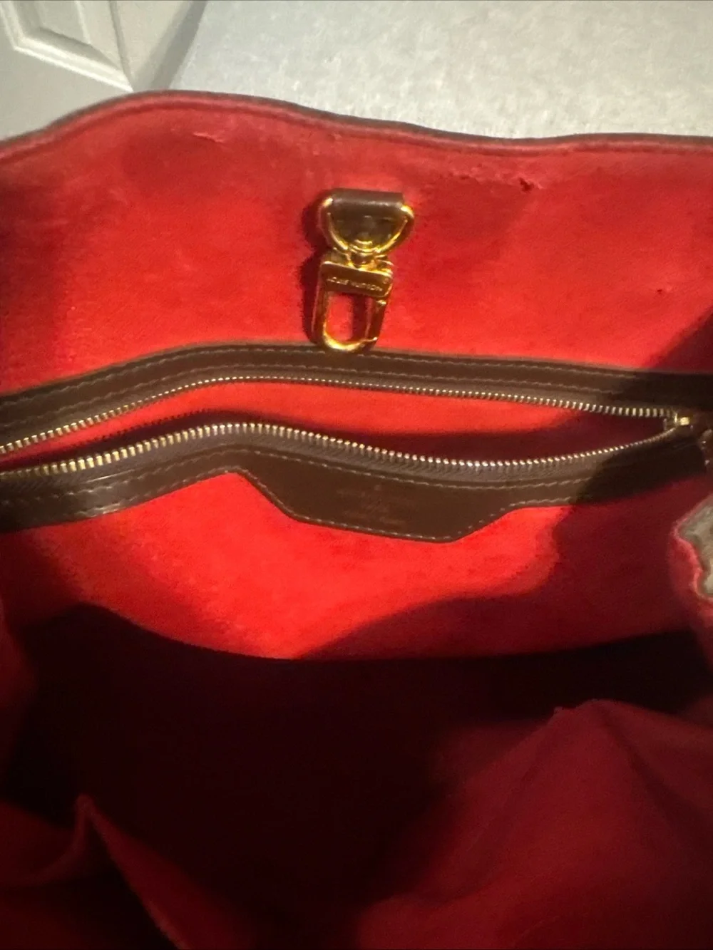 Louis Vuitton Red Interior with Dark Brown Leather Trim